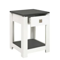 Nachttisch Kommode Mercadeo in Weiß Grau