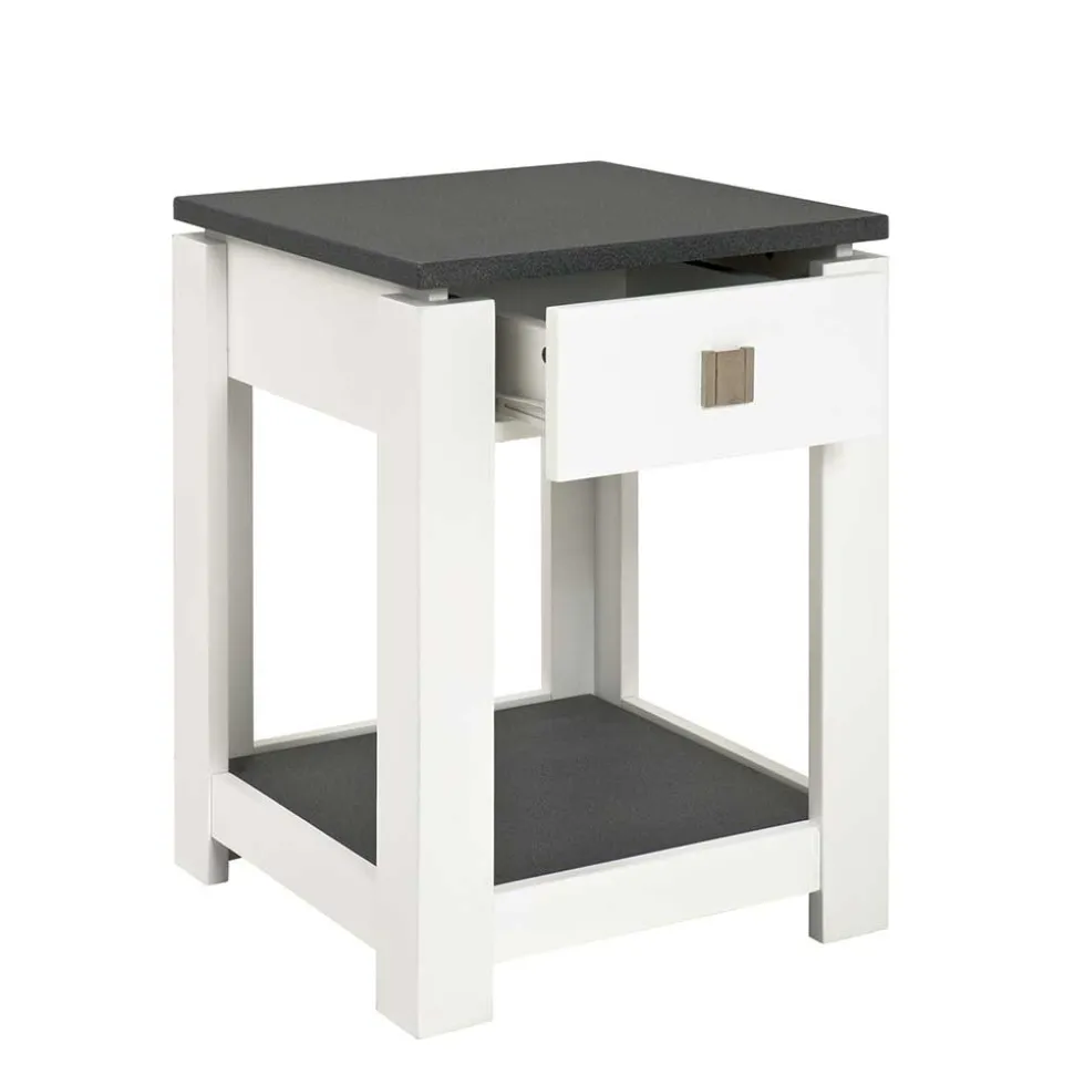 Nachttisch Kommode Mercadeo in Weiß Grau