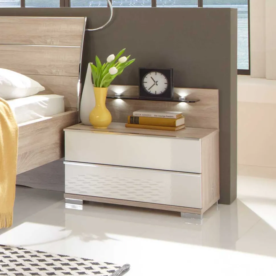 Nachttisch Konsole Bosays in Weiß (zweiteilig)
