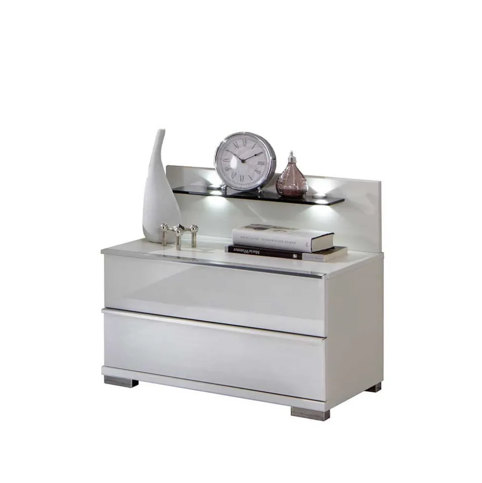 Nachttisch Konsole Donpiave in Weiß (zweiteilig)