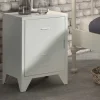 Nachttisch mit Tür in Weiß aus Metall - Mavus