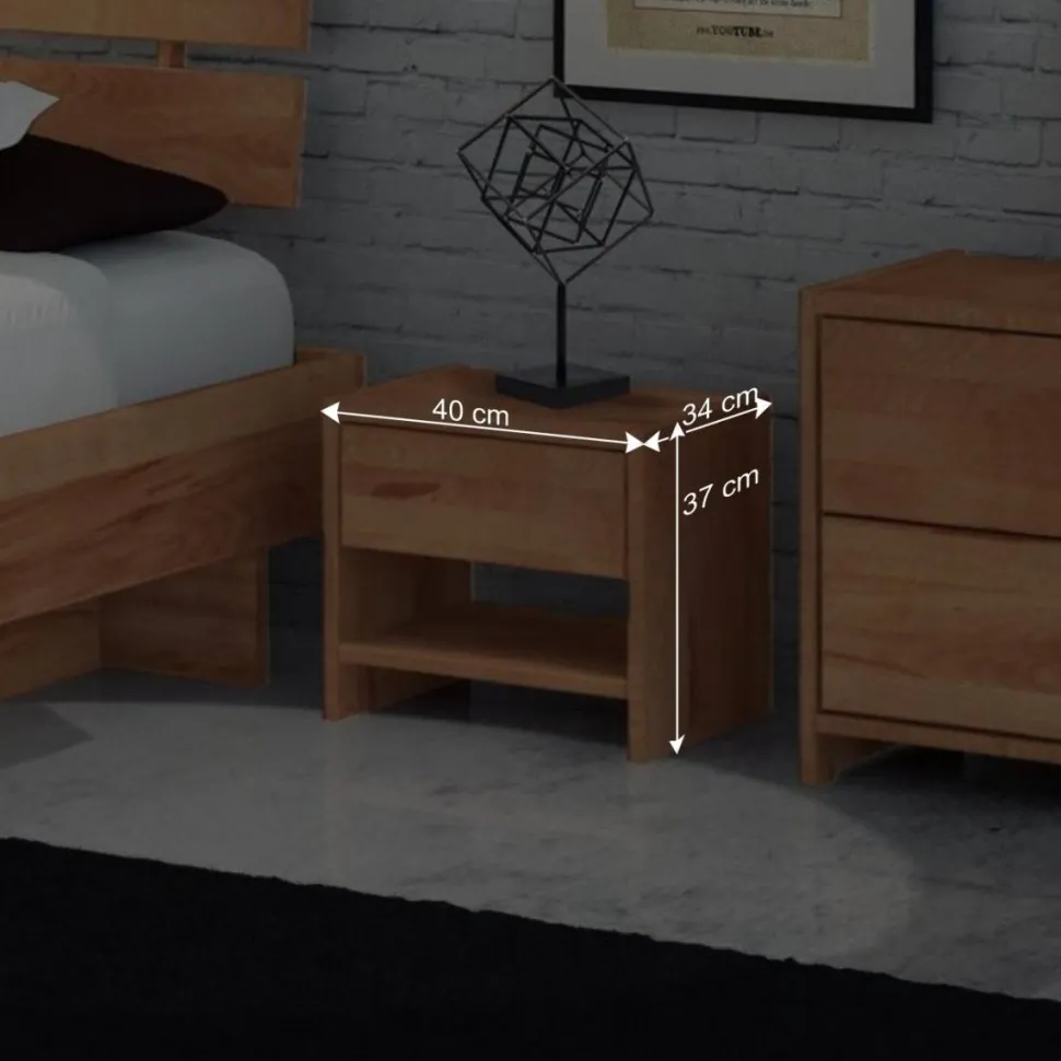 Nachttisch Salomonia aus Kernbuche Massivholz