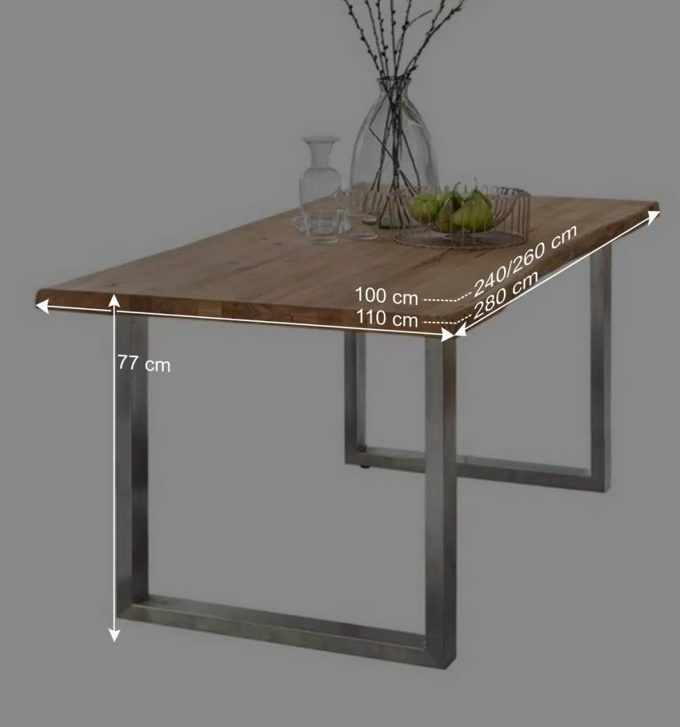 Naturkanten Eichentisch im Loft Stil - Piacenza