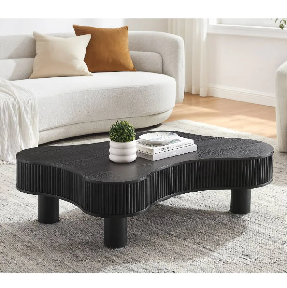 Niedriger Design-Couchtisch in Schwarz - Hiloria