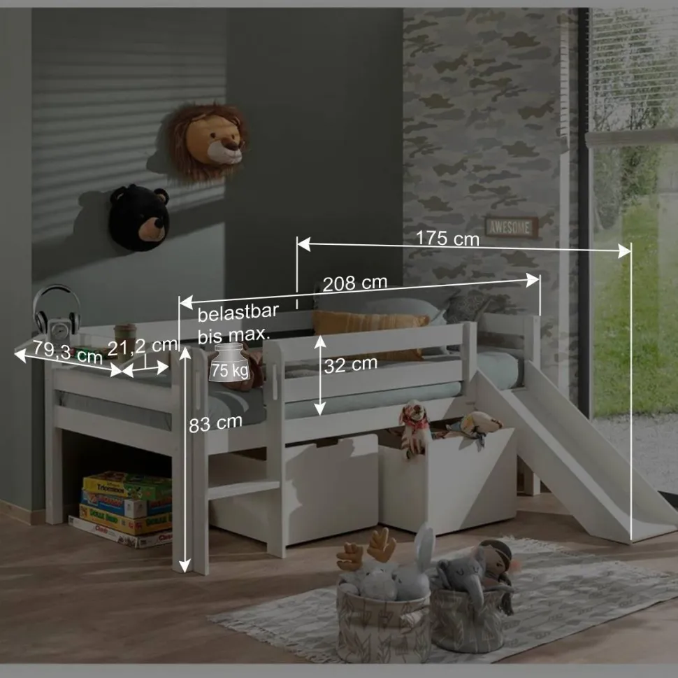 Niedriges Spielbett mit Rutsche - Epiros