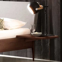 Nussbaum Doppelbett mit Stoff Kopfteil - Filippo