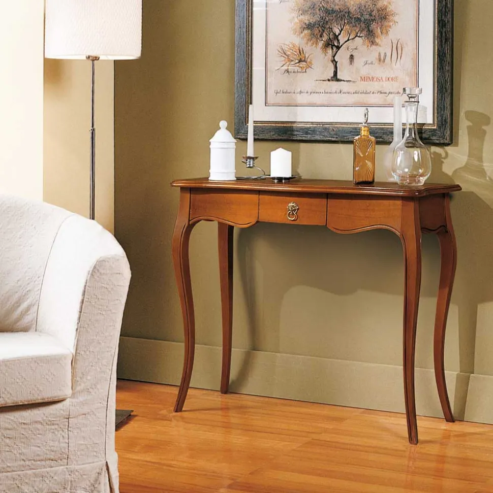 Nussbaum Furnier Konsolentisch Lurna klassisch