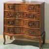 Nussbaumfarbene Kommode mit Intarsien Agosto mit 4 Schubladen
