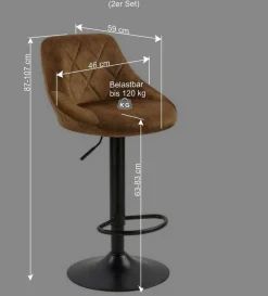 Ockerfarbene Barstühle mit Rauten-Steppung - Campitello (2er Set)