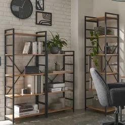 Offenes Standregal in Wildeiche und Schwarz - Lacuva