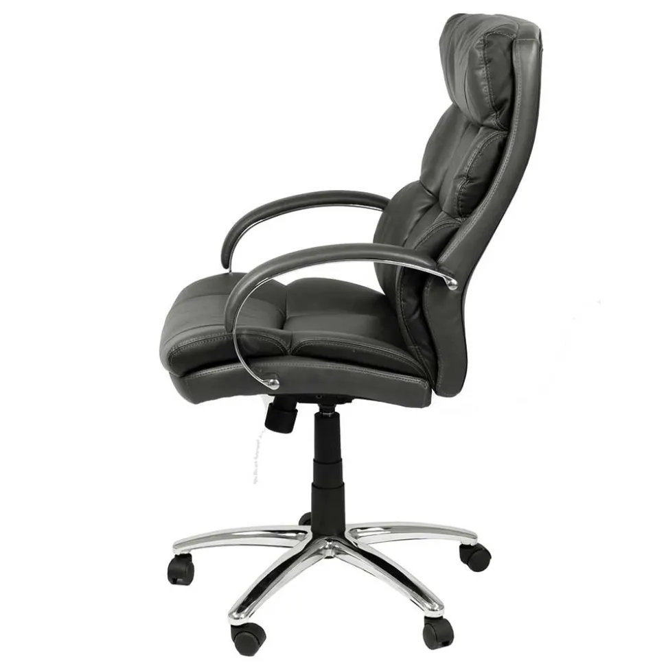 Office Chefsessel in Dunkelgrau & Chrom - Lajara