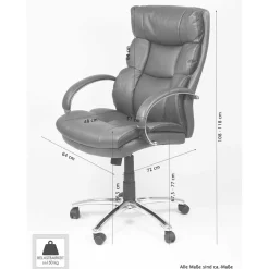 Office Chefsessel in Dunkelgrau & Chrom - Lajara