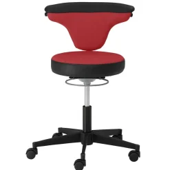 Office Hocker mit Lehne in Rot Schwarz - Winter