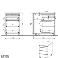 Office Rollcontainer in Dunkelgrau - Tila