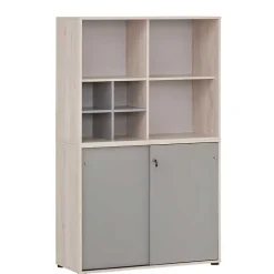 Office Schrank in Eiche Hell & Platingrau - Lakes