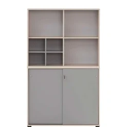 Office Schrank in Eiche Hell & Platingrau - Lakes