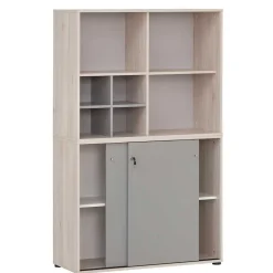 Office Schrank in Eiche Hell & Platingrau - Lakes