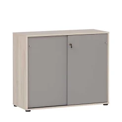 Office Schrank in Eiche Hell & Platingrau - Lakes