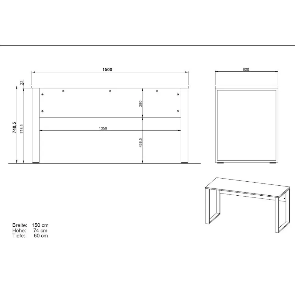 Office Schreibtisch in Wildeiche Optik - Casai