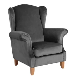 Ohrenbackensessel aus Samtvelours Anthrazit - Nikic