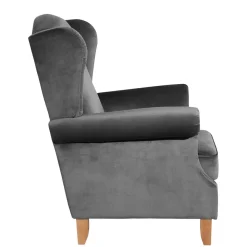 Ohrenbackensessel aus Samtvelours Anthrazit - Nikic