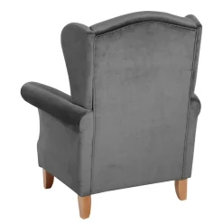 Ohrenbackensessel aus Samtvelours Anthrazit - Nikic
