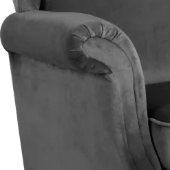 Ohrenbackensessel aus Samtvelours Anthrazit - Nikic