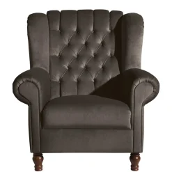 Ohrenbackensessel in Braun Samtvelours - Farella