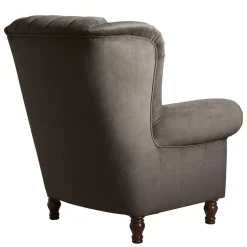 Ohrenbackensessel in Braun Samtvelours - Farella