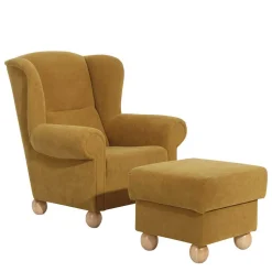 Ohrenbackensessel in Gelb Velours - Acigne