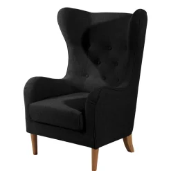 Ohrenbackensessel in Schwarz Stoffbezug - Grazy