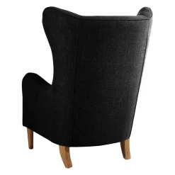 Ohrenbackensessel in Schwarz Stoffbezug - Grazy