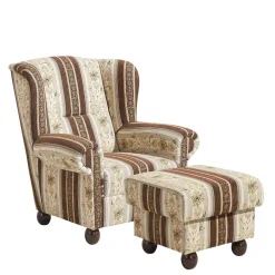 Ohrenbackensessel mit Streifen und Ornamenten - Etrinas