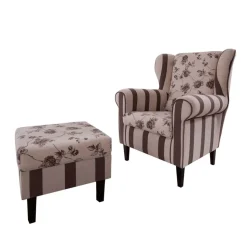 Ohrenbackensessel Prisma in Braun Beige