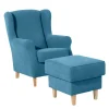 Ohrensessel aus Velours in Petrol - Edna