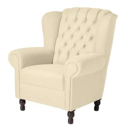 Ohrensessel in Beige und Nussbaum - Fakt