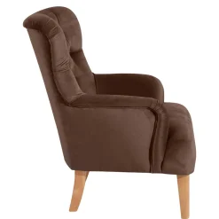 Ohrensessel in Braun und Buche Natur - Emirello