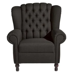 Ohrensessel in Dunkelbraun Stoffbezug - Oase