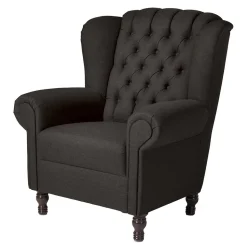 Ohrensessel in Dunkelbraun Stoffbezug - Oase