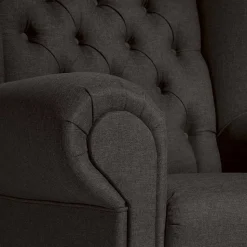 Ohrensessel in Dunkelbraun Stoffbezug - Oase