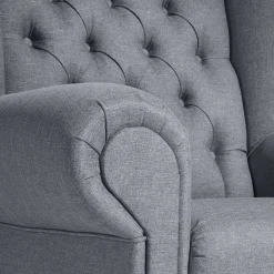 Ohrensessel in Jeansblau und Nussbaum Braun - Sasmia