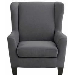 Ohrensessel mit Hocker in Grau - Odilla (zweiteilig)