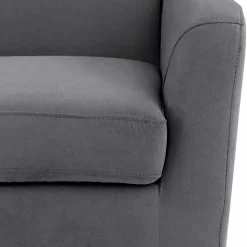 Ohrensessel mit Hocker in Grau - Odilla (zweiteilig)