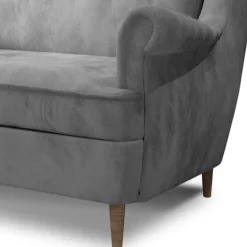 Ohrensofa in Hellgrau Samtbezug - Renero