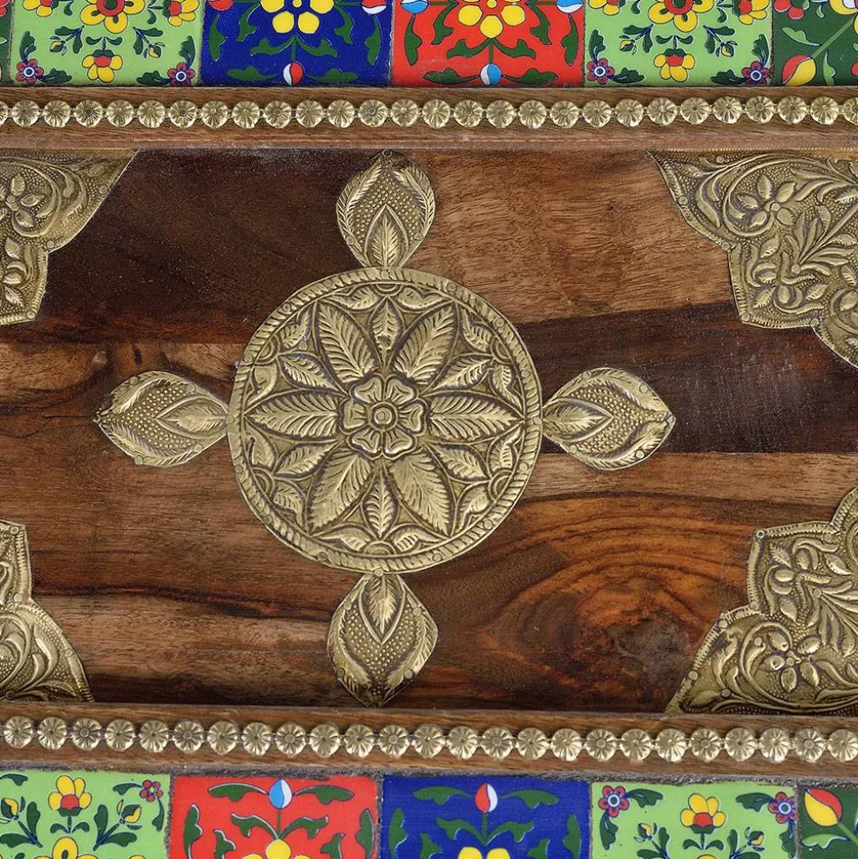 Orient Design Couchtisch aus Massivholz mit Glas - Danascov