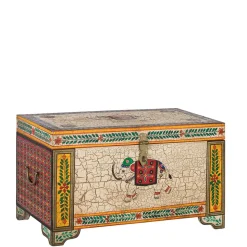 Orient Design Truhe in Bunt mit Elefanten Motiv - Branle