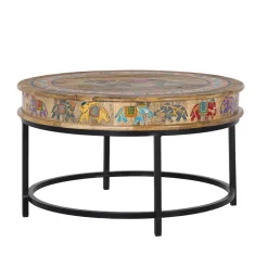 Orient Style Couchtisch mit Elefanten farbenfroh bemalt - Tabacho