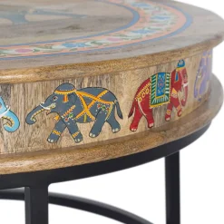 Orient Style Couchtisch mit Elefanten farbenfroh bemalt - Tabacho
