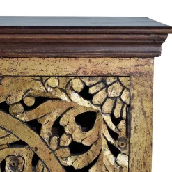 Oriental Design Sideboard in Gold und Walnussbraun - Roswito