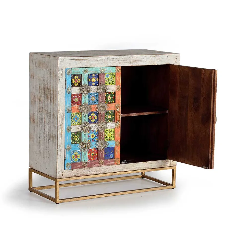 Oriental Design Türen-Kommode in Holz White Wash - Jula